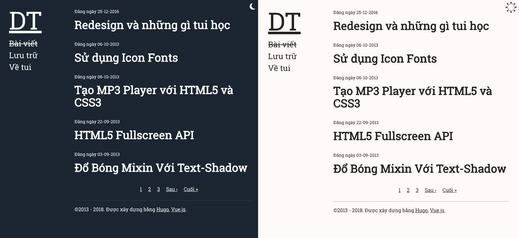 Dang Thanh Blog - phiên bản light and dark